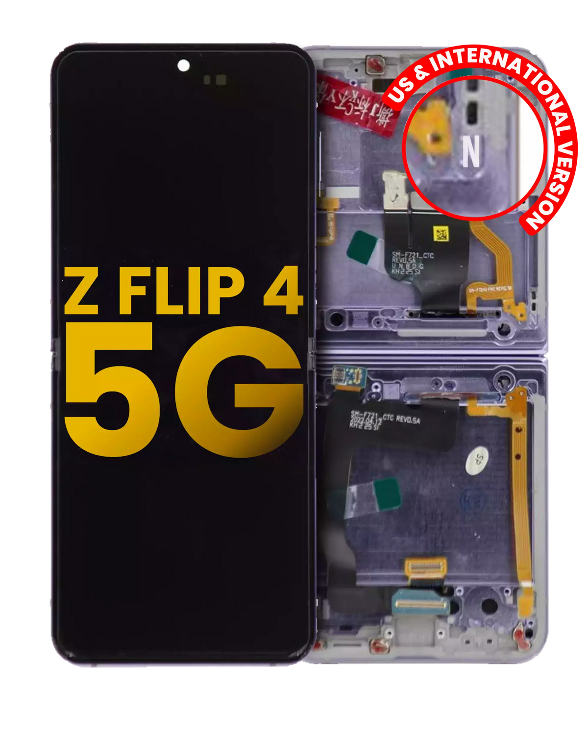 Inner OLED Assembly With Frame Compatible For Samsung Galaxy Z Flip 4 5G Replacement  (US & International Version) (Refurbished) (Bora Purple)