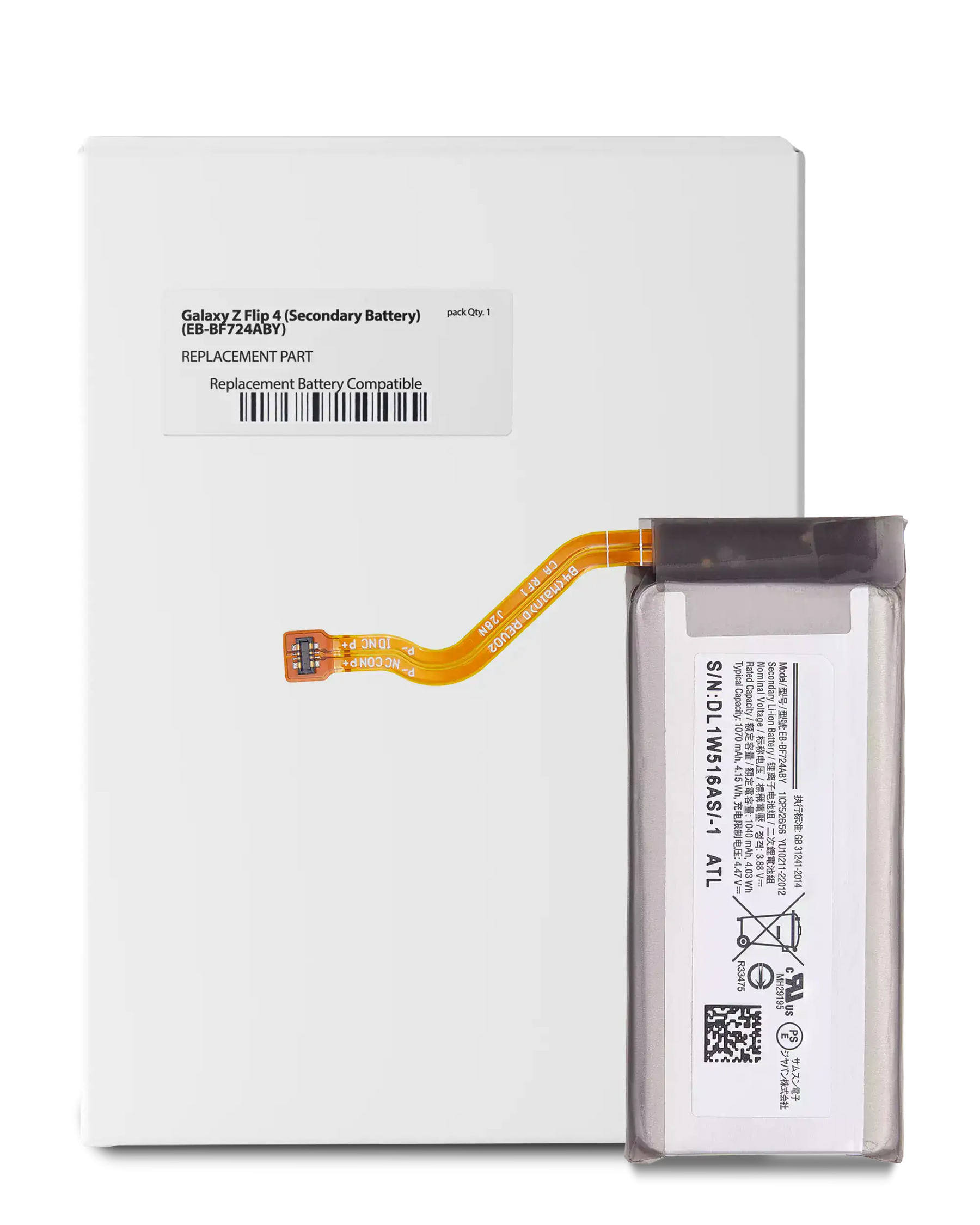 Replacement Battery Compatible For Samsung Galaxy Z Flip 4 (Secondary Battery) (EB-BF724ABY) (Service Pack)