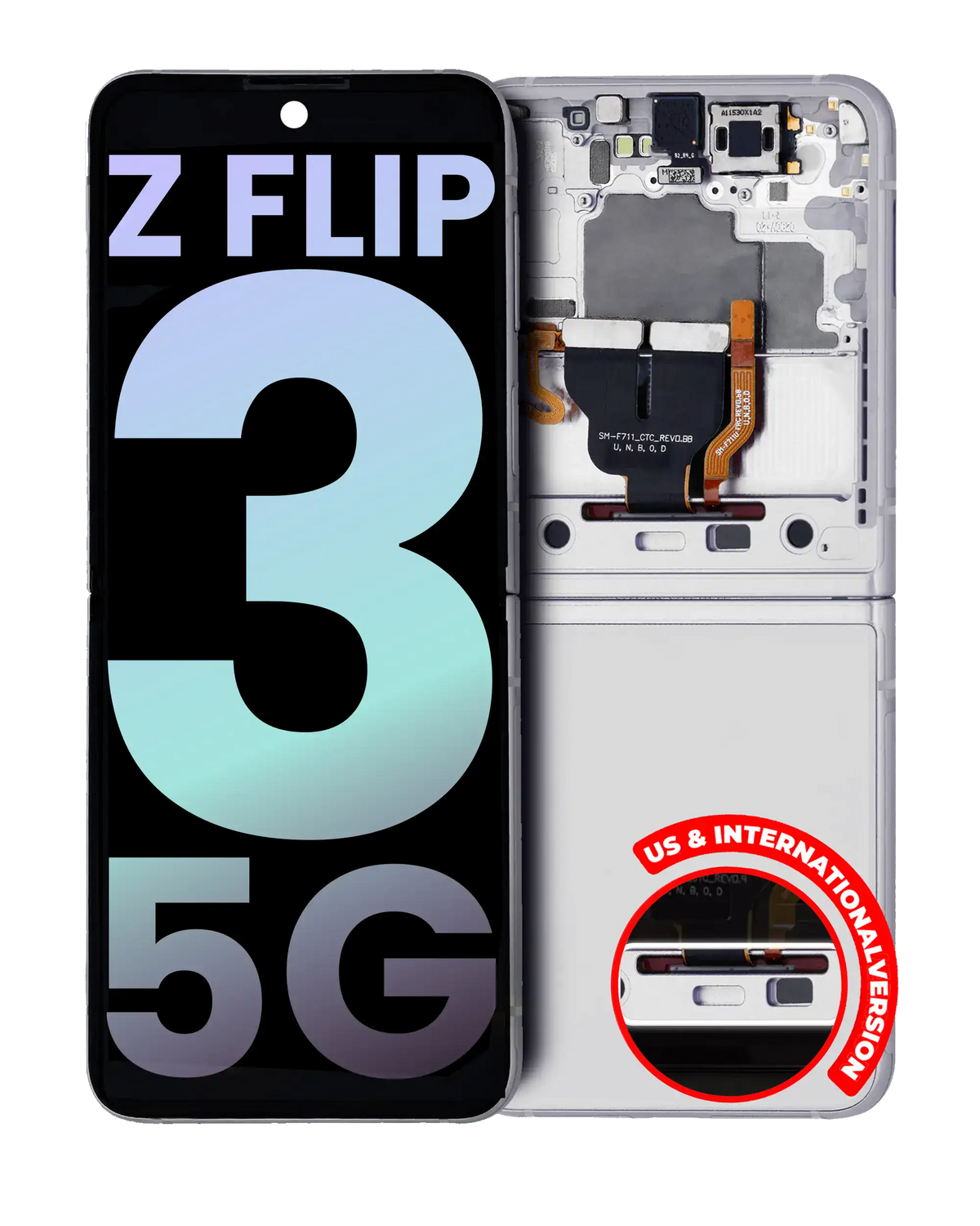 Replacement Inner OLED Assembly With Frame Compatible For Samsung Galaxy Z Flip 3 5G (US & International) (Service Pack) (White)