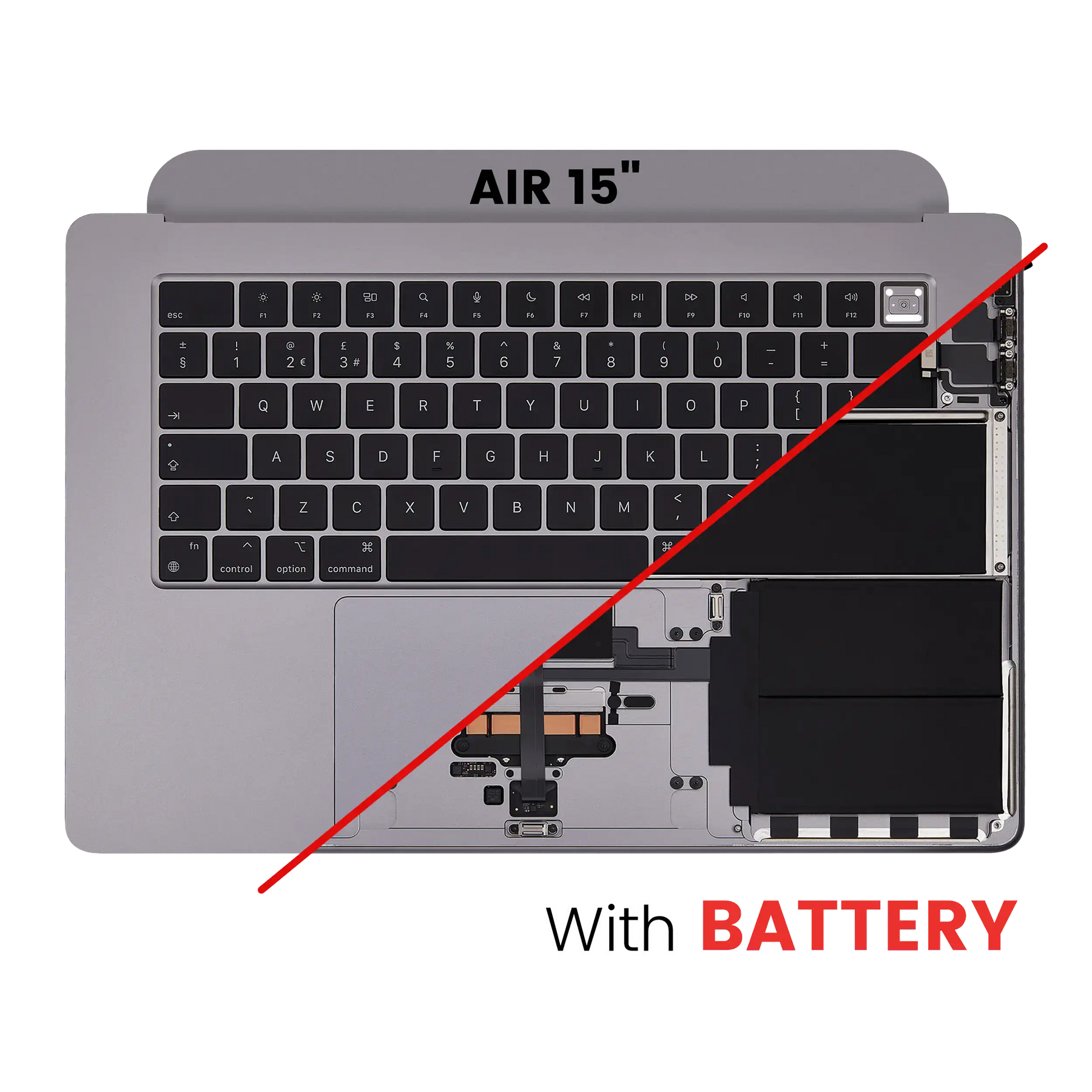 Top Case Assembly With Battery And Keyboard Compatible For MacBook Air 15" (A2941 / Mid 2023) (UK Keyboard) (Space Gray)