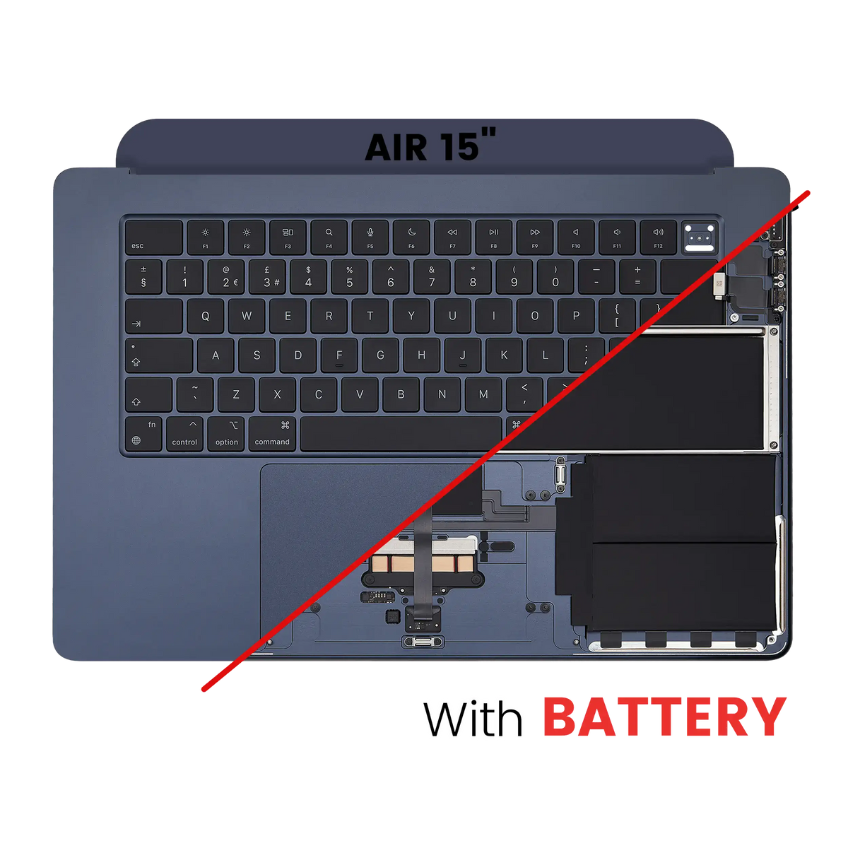 Top Case Assembly With Battery And Keyboard Compatible For MacBook Air 15" (A2941 / Mid 2023) (UK Keyboard) (Midnight)