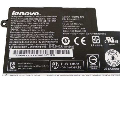 [ORIGINAL] Lenovo Thinkpad T440S Laptop Battery -11.4V 24Wh 45N1108