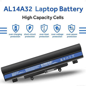 Acer AL14A32 Battery for Aspire E1-571 E5-571 E5-411 E5-421 E5-511 E5-521 V3-472 V3-572 E14 E15 Touch Extensa 2509 2510 Travelmate P246 TMP246 P256-MG Series Laptop's