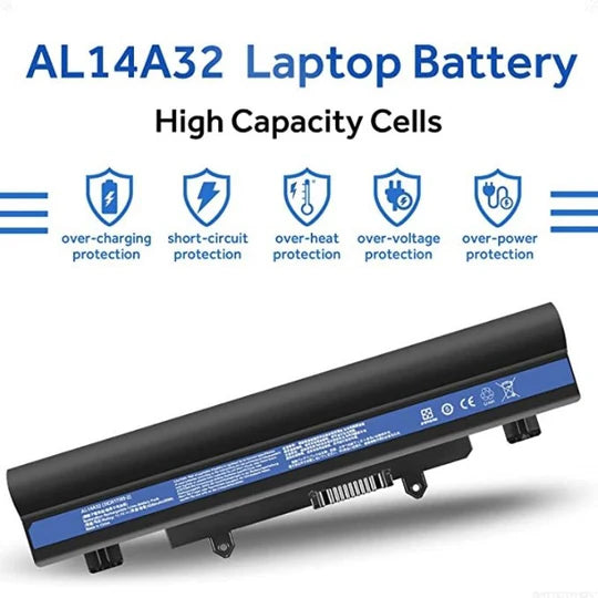 Acer AL14A32 Battery for Aspire E1-571 E5-571 E5-411 E5-421 E5-511 E5-521 V3-472 V3-572 E14 E15 Touch Extensa 2509 2510 Travelmate P246 TMP246 P256-MG Series Laptop's