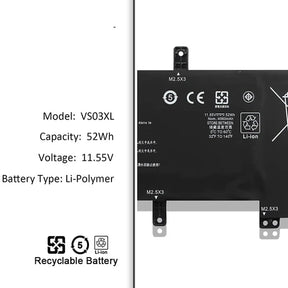 HP VS03XL Original Battery for HP Envy 15T-AS000 15T-AS100 15T-AS100 CTO 15-AS 15-AS133CL X6V56UA 15-AS020NR 15-AS152NR 15-AS043CL 15-AS002LA 15-AS004LA 15-AS014WM HSTNN-UB6Y 849047-541 849313-850 3ICP7/61/80 Laptop Serie's