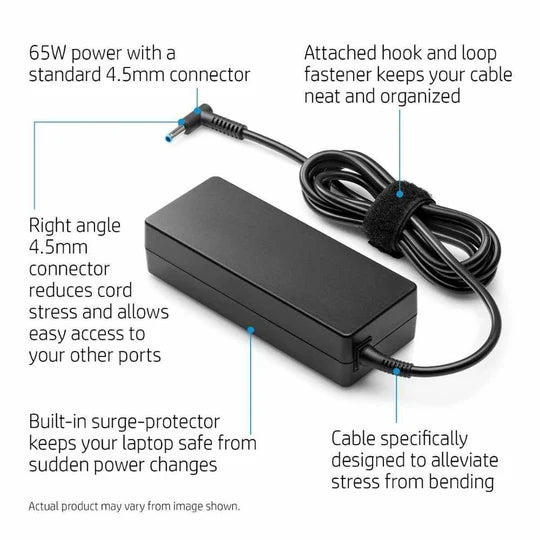 HP original 65w 4.5mm Charger For Pavilion, Elitebook, Probook, X360 series laptop