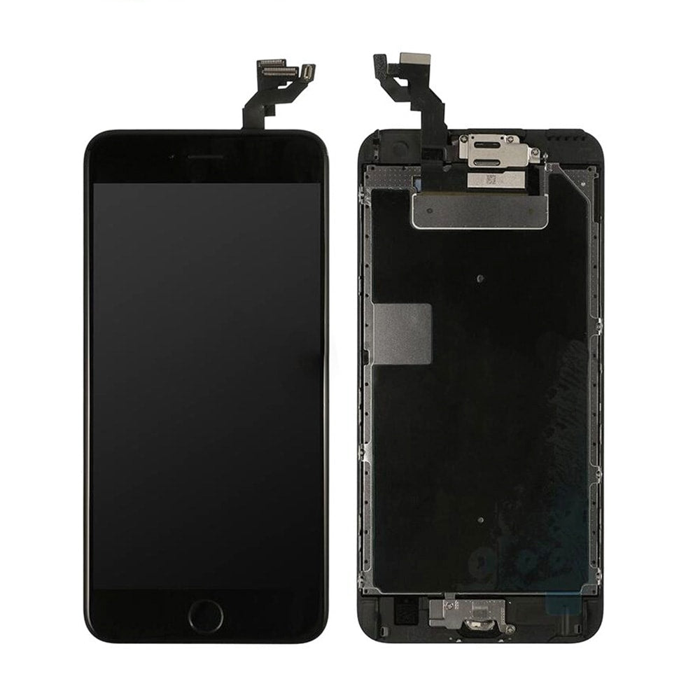 LCD SCREEN FULL ASSEMBLY WITH BLACK RING HOME BUTTON - BLACK FOR IPHONE 6S PLUS