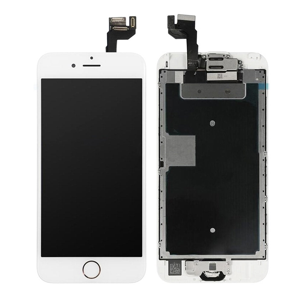 LCD SCREEN FULL ASSEMBLY WITH GOLD RING HOME BUTTON - WHITE FOR IPHONE 6S PLUS