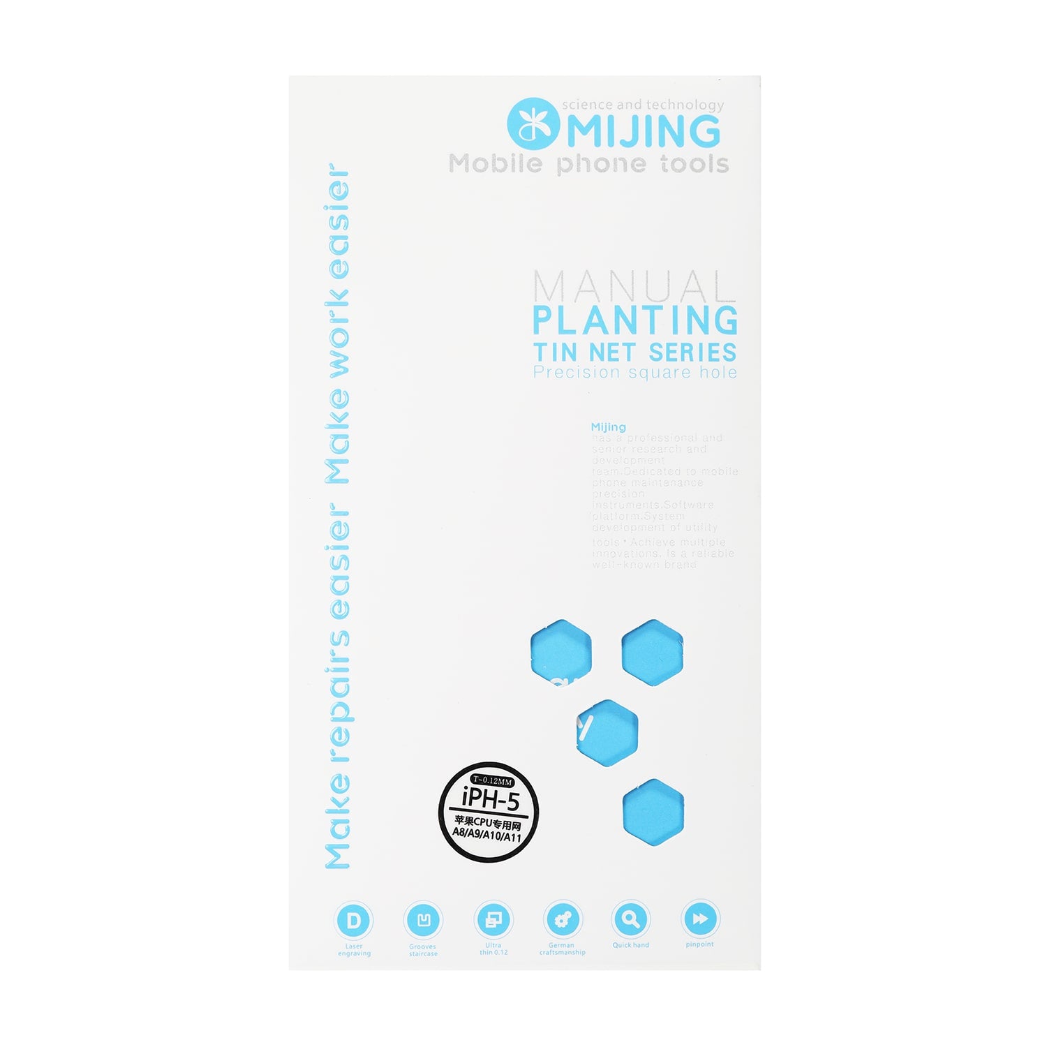 MIJING UNIVERSAL CPU BGA REBALLING STENCIL FOR IPHONE A8/A9/A10/A11